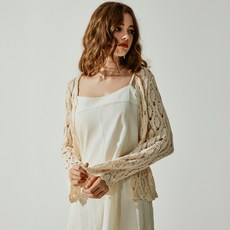 비키니밴더 여성용 타히르 크로셰 커버업 가디건, 아이보리