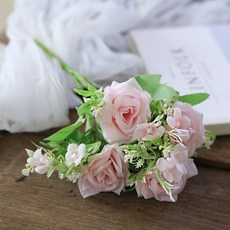 센트바스켓 조화 파스텔 캔디로즈 실크플라워, 핑크, 1개