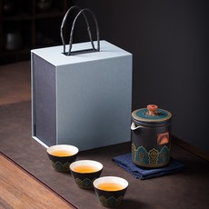 豪華茶道套組10黑色, 1套, 紙箱 + 鍋 + 杯子 3p