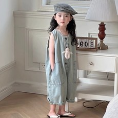 Starbean 女童休閒丹寧連身褲