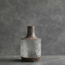 棕色復古玻璃瓶花瓶, 棕色 + 透明