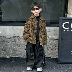 Misopapa 兒童毛克利豹紋襯衫式外套