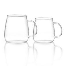 居家咖啡館 甕形耐熱馬克杯 480ml + 650ml, 透明, 1套
