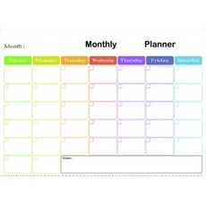 월간 고무자석 가로형 스케줄 보드 화이트 레인보우