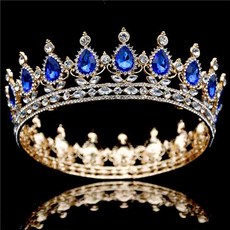 Damon 圓形串珠點綴珠飾自助婚禮皇冠 RTY017, 金藍寶石, 1個