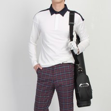 MINEFLOW 男款BL肩線長袖彈性高爾夫Polo衫