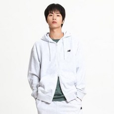 뉴발란스 남녀공용 유니 에센셜 스몰로고 후드집업 세미 오버 핏 NBMDF11203