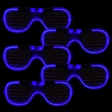 파티해 LED 와이어점등 셔터쉐이드 안경, 블루, 5개