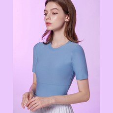 에크레아 여성용 배쏙 5부 슬림 티셔츠