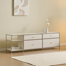 헤이몰리 헤이즈 미드센츄리 모듈 2단 1710 사이드 서랍장 거실장 우형 방문설치, 아이보리