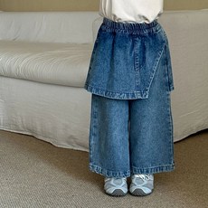 HARAROI 兒童不對稱裹身牛仔裙褲