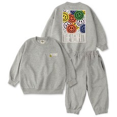 VENHIT 童款Sticker棉質雙面布大學T運動長褲組