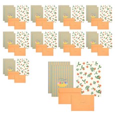 클리니스 일러스트 편지지 세트, 10세트, 나뭇잎곰