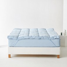 La Pomme Attique 棉質鬆緊帶床墊, 斜紋天藍色