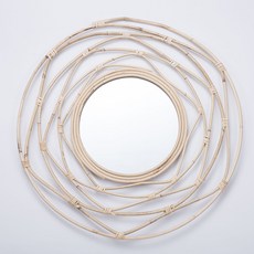 巴厘島風格壁掛式藤製鏡子 60 cm, 自然原色