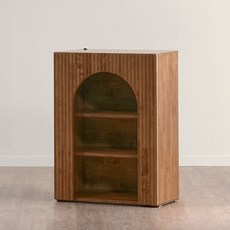 사월의가구 브루노 몬테 수납 LED E0등급 벽난로 슬림 콘솔 장식장 600 3단, 브라운