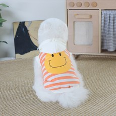 AMYLOVESPET 狗狗 BL 條紋笑臉連帽T恤, 橘色