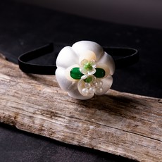 女童用 Agamyeongju 韓服配飾 綠光藍寶石髮帶