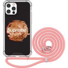 JUST4YOU 슈프림 투명 방탄 강화 목걸이 휴대폰 케이스