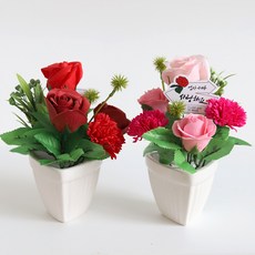 高級康乃馨香皂花盆 2入, 紅粉色, 2個