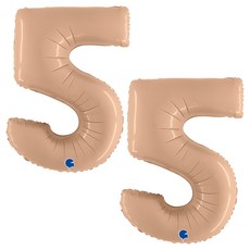 GRABO 大號銀箔氣球 數字5, 2個, 拿鐵