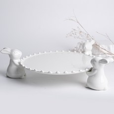 兔子蛋糕架 咖啡廳甜點盤 水滴4號 + 兔子3入組, 單一顏色, 1套