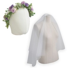 EI blanco 萬壽菊花冠+比特針頭紗套組, 紫色（花冠）