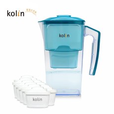 Kolin 歌林 日系窄身濾水壺 + 濾芯 11個, 1套, 2.5L, 地平線綠
