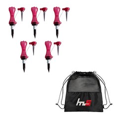 NAYA STYLE Golf Tee 5p + 專屬小袋套組 GFYP-166-4PU, 粉色金屬(高爾夫球座)/混色(小袋)