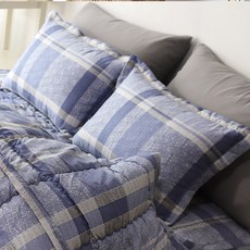 MuyBien 格紋枕套 + 枕芯組合, 藍色