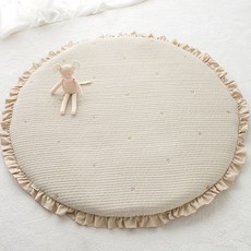 lolbaby 100支棉刺繡圓形薄墊, 櫻桃米, 1張