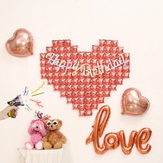 피앤비유니티 빅하트 생일장식세트 모음, 러브형 로즈골드, 1세트