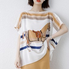 포플러앤씨 여성용 바렘드 프린트 티 P24SMT031212