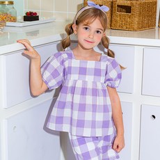 Lalaamang 女童棉質格紋上衣