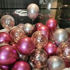 팡파티 파티풍선 + 공기주입기, 핑크 앤 실버, 50개