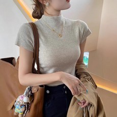 daysoy 女款半高領短袖高領針織衫