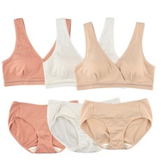 MOMBA 莫代爾V型哺乳內衣褲組 內衣 3入+內褲 3入