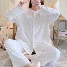 Estella翻領設計孕婦睡衣上下套裝 PJM304