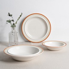 錫拉丘茲楓糖西部套組 1 件 3 件, 圓盤 L + 配菜 L + 意大利麵碗 23cm, 舒適的紅色