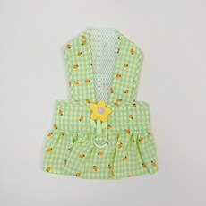 Coco studio 寵物胡蘿蔔格紋裙胸背帶, 1個, 綠色