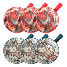 Willive 動物角色陶瓷手柄碗2件組, 紅色, 海軍藍, 3套