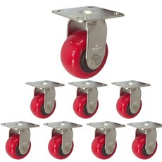 MASTER. S 不鏽鋼腳輪 101mm 重型不鏽鋼 優力膠 軸套 紅色 固定式 R DS 3340 PUP-R4, 8個