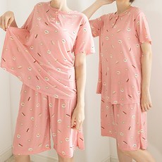 테라우드 여성용 냉감 아이스 패턴 반팔 상하의 2p 세트