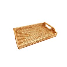 Bandy藤編長方形手柄托盤 320*220*45mm, 棕色的, 1個