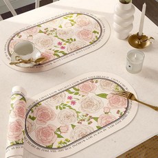 MarketA Rosid 花朵防水餐墊, 2個, 30 x 40 cm, 粉紅色