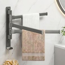 Souplace 免鑽孔簡約旋轉式3層毛巾架 S261-0409G3, 灰色, 1個