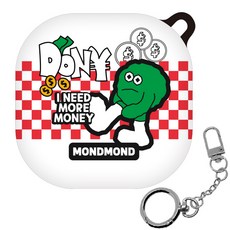 몬드몬드 머니몬 갤럭시 버즈 2 / 프로 / 라이브 호환 케이스 + 키링 세트, 그린몬(케이스), 실버(키링), 1개