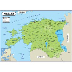 Map.Come 愛沙尼亞地形塗層地圖 + 世界地圖各國國旗 110 x 78cm, 1套