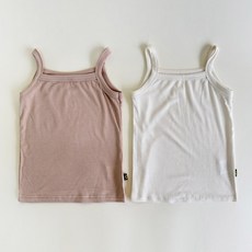YEROOYENA 兒童款牛奶羅紋吊帶背心 2件組