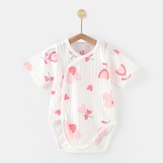 베베니즈 유아용 통기성 풀스냅 패턴 여름 반팔 수트